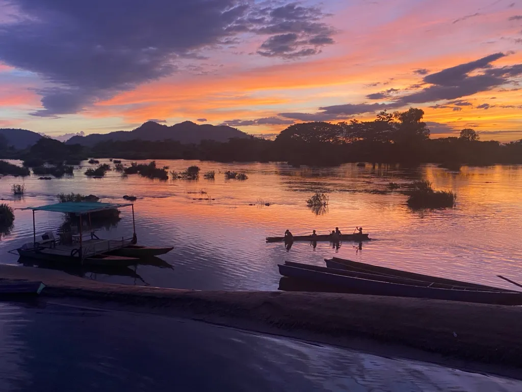 Sunset boat tour on the Mekong River, 4000 Islands, Laos