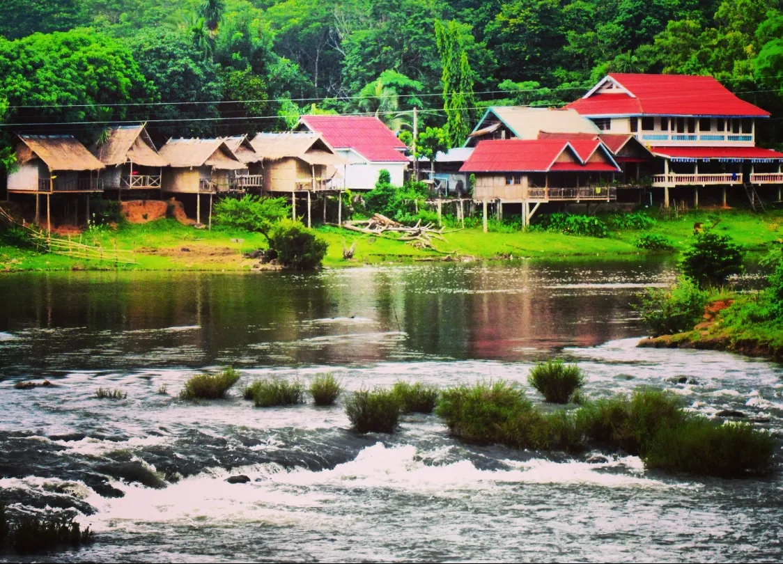Tad Lo waterfall village overnight, Bolaven Plateau, southern Laos multi-day tour